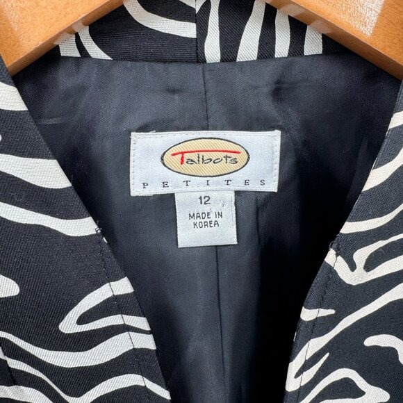 Talbots 1/2‎ Zip Jacket Womens Size 12 Black White Silk Wool Blend Satin Lined - Picture 4 of 8